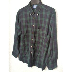 Vtg Sir Pendleton Wool Shirt Men L Authentic Black Watch Tartan Black Green